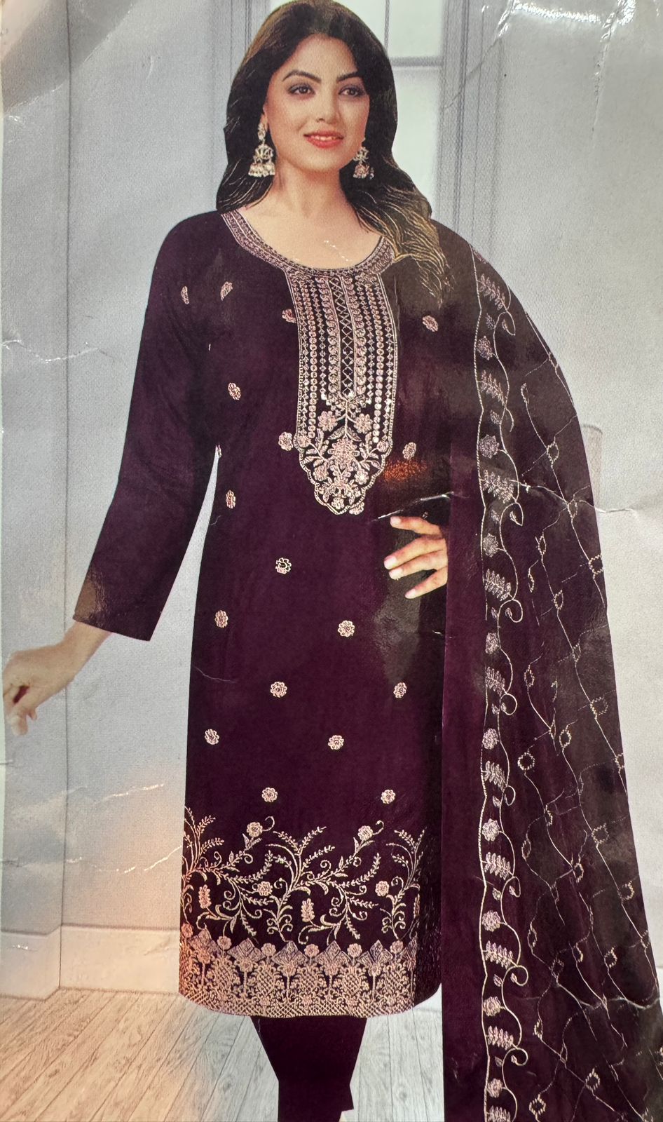 এমব্রডারী কটন থ্রি পিছ